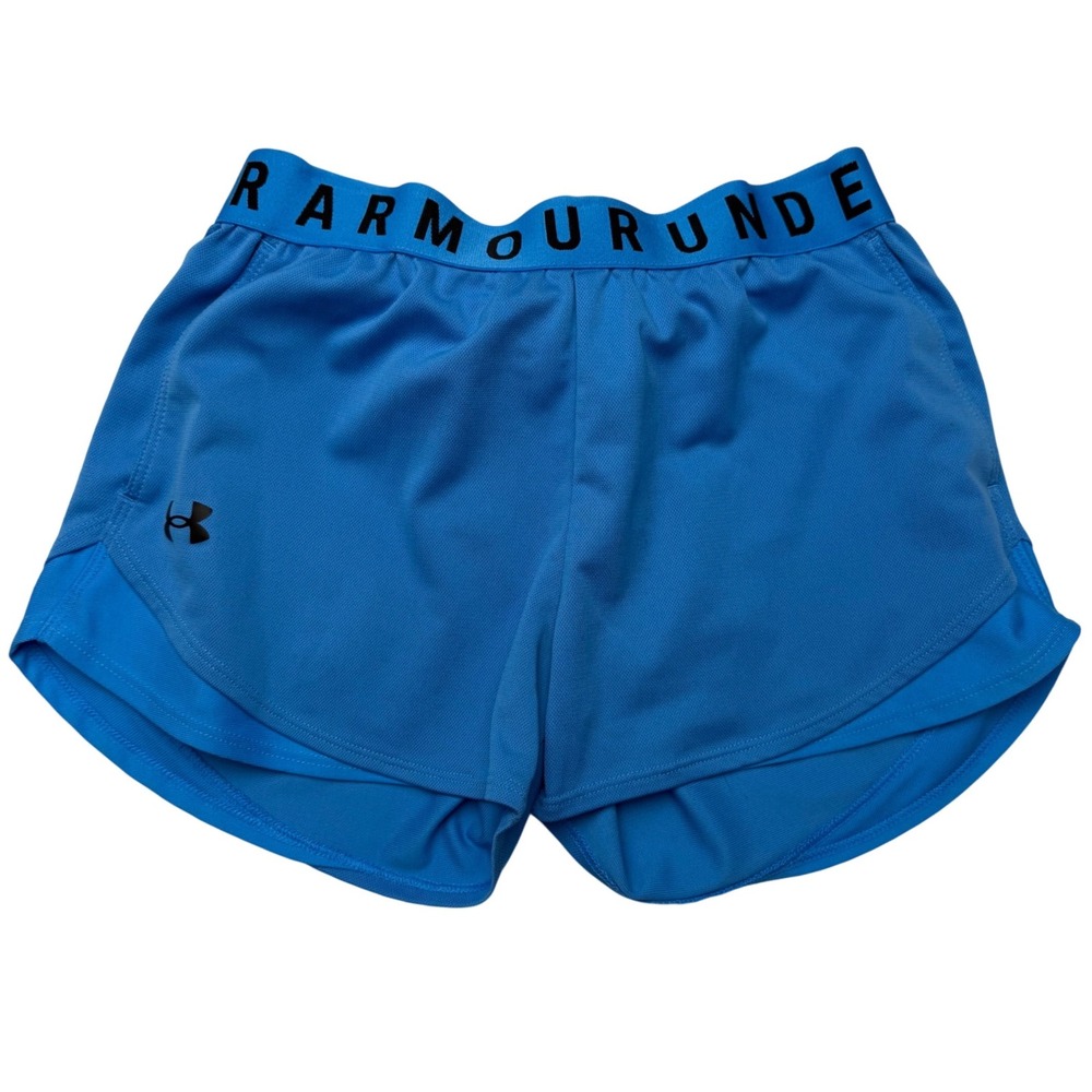 Under Armour Blue Athletic Runners Shorts Logo Elastic Waist Pockets Gorpcore XS